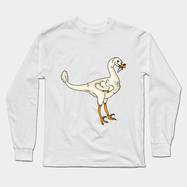 Halszkaraptor With Knife Long Sleeve T-Shirt by saradrawspaleo